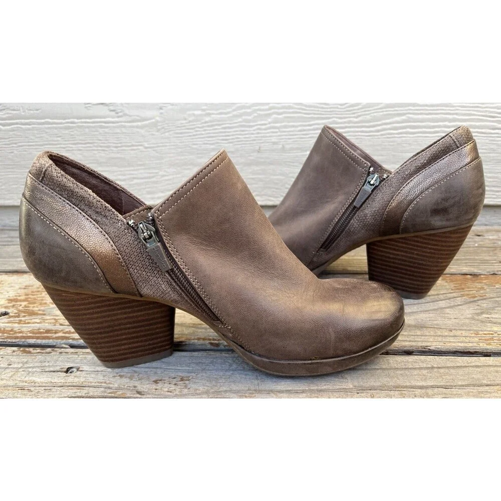 Dansko Marcia Women's 41 US 10.5-11 Brown Leather Ankle Booties Heeled